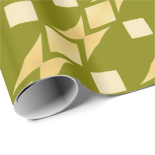 Gold Tribal Diamonds Diagonal Streifen Olive Green Geschenkpapier