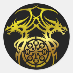 GOLD TRIBAL DRAGONS RUNDER AUFKLEBER