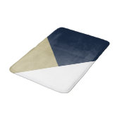 Gold trifft Navy Blue & White Geometrie #1 Badematte (Schrägansicht)