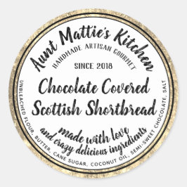 Gold Trim Artisan Gourmet Zutaten Lebensmitteletik Runder Aufkleber