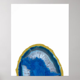 Gold Trim Blue Geode Poster
