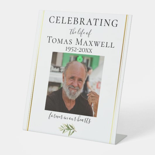 Gold Trim Celebration of Life Willkommen Sockelschild (Vorderseite)