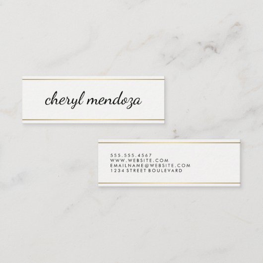 Gold Trim Cursive Text Mini Visitenkarte (Vorne/Hinten)
