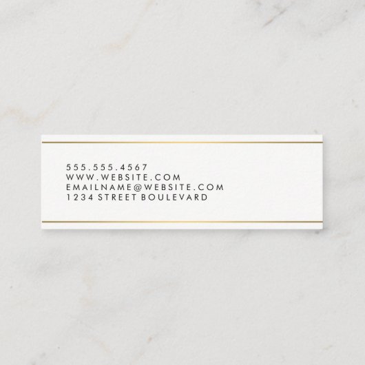 Gold Trim Cursive Text Mini Visitenkarte (Rückseite)