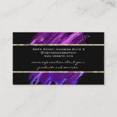 Gold Trim | Lila Pinselstrich Visitenkarte (Rückseite)