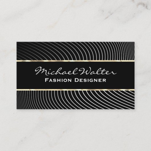 Gold Trim | Stilvolle Linien Visitenkarte (Vorderseite)