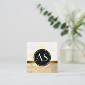 Gold Trim und Polka Dots / Classic Monogram Quadratische Visitenkarte (Stehend Vorderseite)