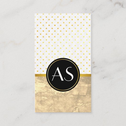 Gold Trim und Polka Dots / Classic Monogram Visitenkarte (Vorderseite)