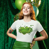 Gold-Trimmed Green Heart with Shamrocks T-Shirt