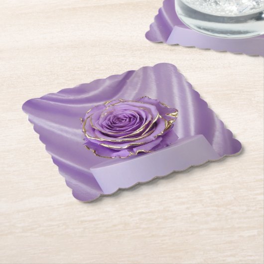 Gold Trimmte Lila Rose Lavender Untersetzer Set (angewinkelt)
