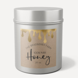 Gold-Tropfen 100% reiner Honig-Jar-Kraft-Etiketten Quadratischer Aufkleber