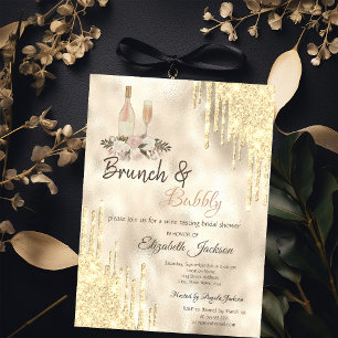 Gold Tropfen Brunch & Bubbly Brautparty Einladung