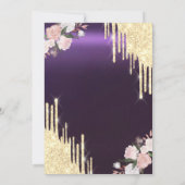 Gold Tropfen Brunch & Bubbly Lila Brautparty Einladung (Rückseite)