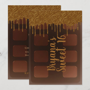 Gold Tropfen Chocolate Candy Bar Sweet 16 Party Einladung