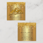 Gold Tropfen Custom Logo House Real Anwesen Agent Quadratische Visitenkarte (Vorne/Hinten)