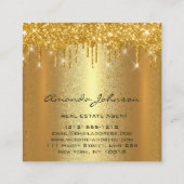 Gold Tropfen Custom Logo House Real Anwesen Agent Quadratische Visitenkarte (Rückseite)