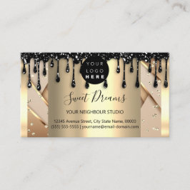 Gold Tropfen Frame Glitzer Confetti Business Card Visitenkarte