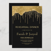 Gold Tropfen Glitzer Probe Einladung (Vorne/Hinten)