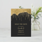 Gold Tropfen Glitzer Save The Date (Stehend Vorderseite)