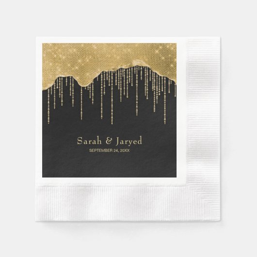 Gold Tropfen Glitzer Serviette (Vorderseite)