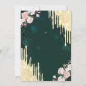 Gold Tropfen Grüner Brunch & Bubbly Brautparty Einladung (Rückseite)