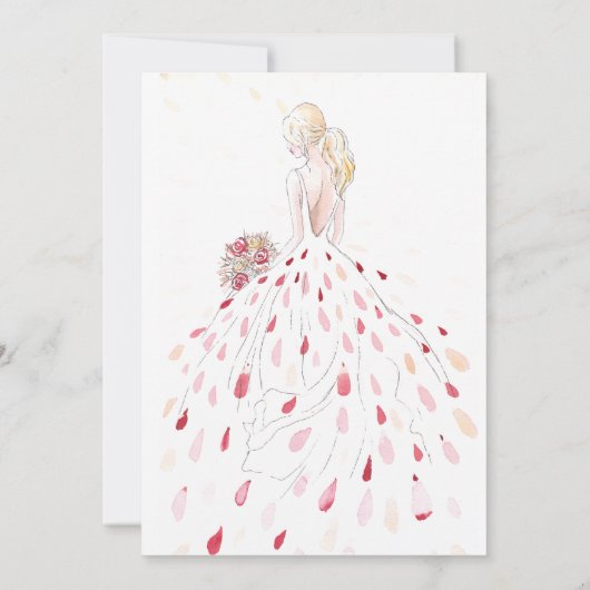 Gold-Tropfen, Kleid, Aquarellfarben-Rose Süß 16 Einladung (Rückseite)