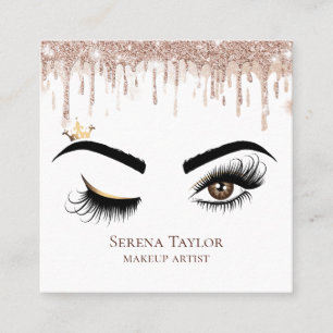 Gold Tropfen Lashes Beauty Makeup Girl Lash Quadratische Visitenkarte