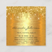 Gold Tropfen Logo House Real Anwesen Agent Luxus Quadratische Visitenkarte (Rückseite)