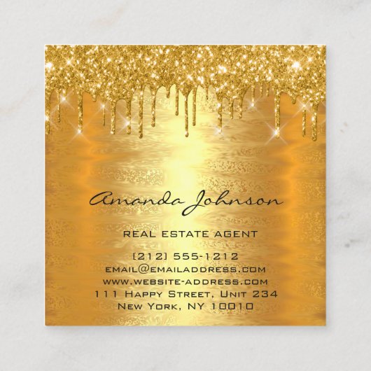 Gold Tropfen Logo House Real Anwesen Agent Luxus Quadratische Visitenkarte (Rückseite)