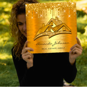 Gold Tropfen Logo House Real Anwesen Agent Luxus Quadratische Visitenkarte