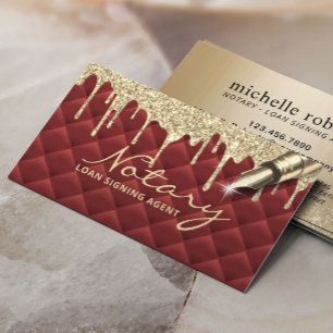 Gold Tropfen Luxury Red Notary Loan Signing Agent Visitenkarte