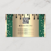 Gold Tropfen Rahmen Glitzer Confetti Schwarz Grün Visitenkarte (Rückseite)