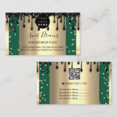 Gold Tropfen Rahmen Glitzer Confetti Schwarz Grün Visitenkarte (Vorne/Hinten)