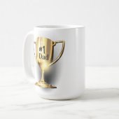 Gold Trophy #1 Dad Mom Son Kaffeetasse (Vorderseite Links)