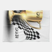 Gold Trophy NUmber One Vater Vatertag Geschirrtuch (Horizontal)