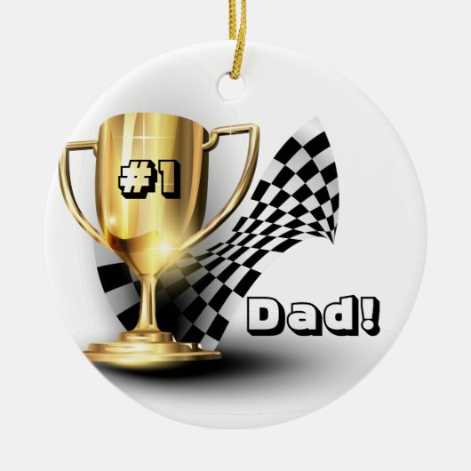 Gold Trophy NUmber One Vater Vatertag Keramikornament (Vorne)