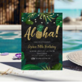 Gold Tropical Aloha Birthday Einladung