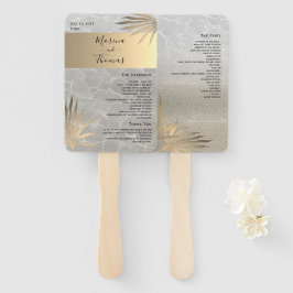 Gold Tropical Beach Hochzeitsprogramm Hand Fan Fächer