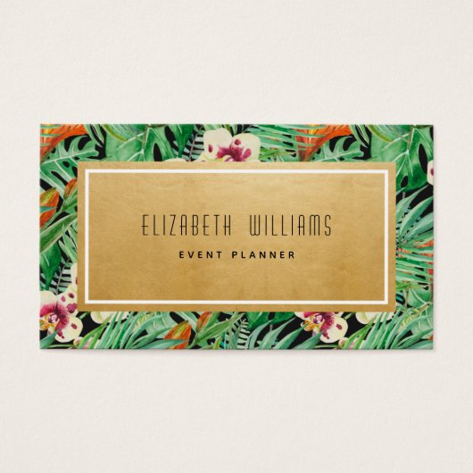 Gold Tropical Blume Event Planner Business Card (Vorderseite)
