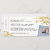 Gold Tropical Boarding Pass Pic Save the Date Ankündigung (Rückseite)