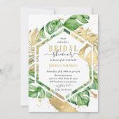Gold Tropical Bridal Dusche Einladung (Vorderseite)