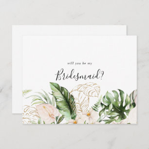 Gold Tropical Bridesmaid Vorschlag Note Card Mitteilungskarte