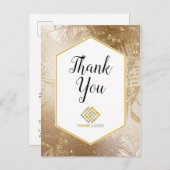 Gold Tropical Danke Logos Business Postkarte (Vorne/Hinten)