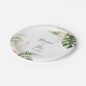 Gold Tropical Foliage Blumenkuchen Pappteller (Schrägansicht)