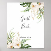 Gold Tropical Foliage Floral Guest Book Sign Poster (Vorne)