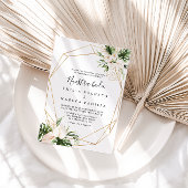 Gold Tropical Foliage Floral Nuestra Boda Wedding Einladung