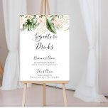 Gold Tropical Foliage Floral Signature Drinks Zeic Poster<br><div class="desc">Dieses goldene tropische Blattwerk mit blühenden Getränken ist perfekt für eine rustikale Hochzeit. Das Design besticht durch handbemaltes Aquarellgold und tropisches grünes Blattwerk mit eleganten Blume in Rot. Personalisieren Sie das Schild mit den Namen der Braut und des Bräutigams und ihrer Lieblingsgetränke Wahl.</div>