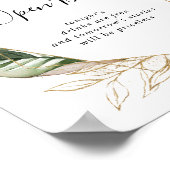 Gold Tropical Foliage Floral Wedding Open Bar Sign Poster (Ecke)