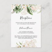 Gold Tropical Foliage Floral Wedding Reception Begleitkarte (Vorderseite)