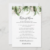 Gold Tropical Green Wedding Kissing Menu Game Card (Vorderseite)